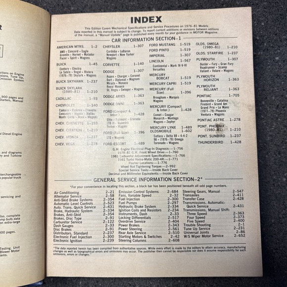 Motor Auto Repair Manual 1981 Motor - Picture 6 of 6